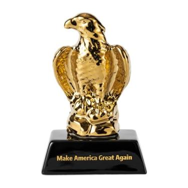 Imagem de Estátua de águia de troféus de prêmio de ouro, recompensa de troféu de escultura de falcão, troféu de mini estatueta de águia para decoração de escritório em casa (base preta)