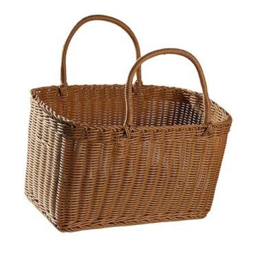 Imagem de Ioensy Cesto de mangueira com alça de cesta de produtos de higiene pessoal cesto de cesto de compras para casamentos Festa de propostas, 36cmx19cmx21cm