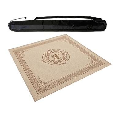 Imagem de Grande Tapete Quadrado De Mahjong, Toalha De Mesa Antiderrapante Com Redução De Ruído E Bolsa De Transporte, Capa De Mesa Para Mah Jong, Pôquer, Cartas E Jogos De Azulejo(Khaki 2,60x60 cm/23.62x23.62