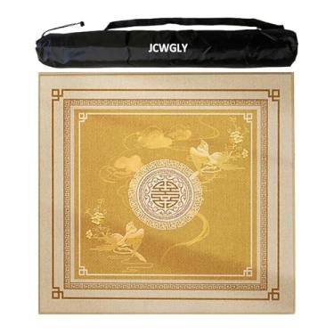 Imagem de Tapete Quadrado Macio De Mahjong Para Mesa, Almofada De Mesa Antiderrapante, Cobertura De Mesa Com Cancelamento De Ruído Para Mah Jong, Pôquer, Azulejo E Jogos De Tabuleiro(Orange,140x140cm/55.11x55.1