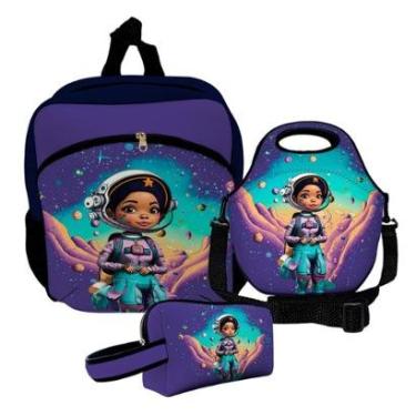 Imagem de Kit Escolar Mochila de Costas + Lancheira + Necessaire Plus – ISOPRENE – Menina Estelar-Unissex