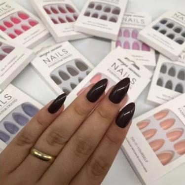 Imagem de Unha Postiça Decorada Com 6 Pacotes Manicure Com Adesivo Colante Oval 
