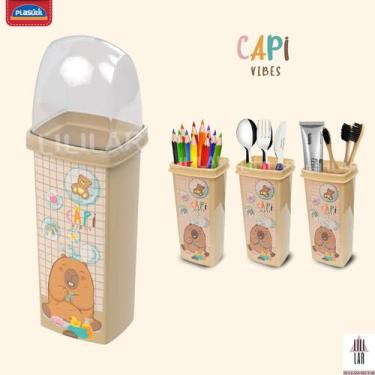 Imagem de Capi Vibes Porta Escova Creme Dental de Plástico Capivara Fofa Vibes M