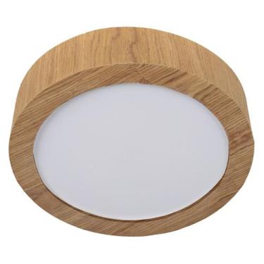 Imagem de Plafon Wood Madeira Redondo Led 18W Bivolt Freijó - Adrilustres, 3000K