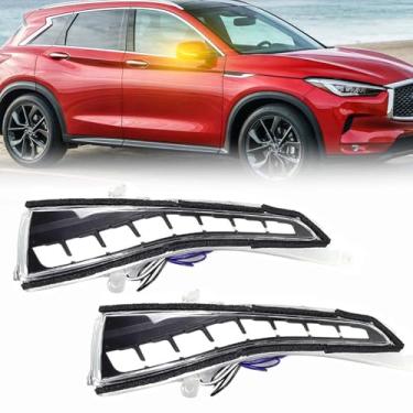 Imagem de PGTOPONE Conjunto de fita de seta de luz de seta de LED sequencial dinâmico Blink LED kit de lâmpada de luz de estacionamento para Infiniti Q50 Q60 Q70 QX30 espelhos retrovisores laterais indicador de