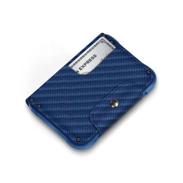 Imagem de Carteira masculina MURADIN com bloqueio de RFID, alumínio, metal, cartões de dinheiro, carteira masculina, Fibra de carbono, azul, Minimalista