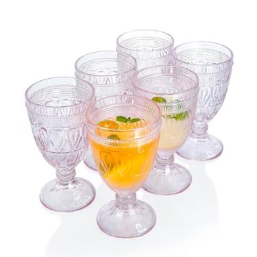 Imagem de G Coleção Vintage Heart Pattern Taças Rosa Chá Gelado 283,5 G Conjunto de 6 Copos Coloridos para Bebida Ideal para Refrigerante Cocktail Suco Água Cozinha Copos para qualquer Ocasião