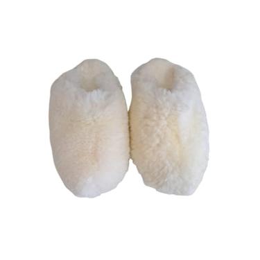Imagem de Pantufa Chinelo De Lã Pele Natural Carneiro Chamuscado. (Branco Natural, BR, Adulto, Numérico, 42)