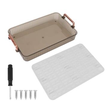 Imagem de Bandeja para servir chá com rack de drenagem de camada dupla Grcfumo, bandeja elegante para servir chá com dreno, bandeja para servir chá com filtro doméstico para escritório e (Branco Pequeno)