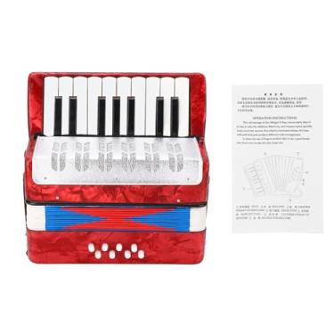 Imagem de MUNEFE 17 teclas 8 instrumentos musicais acordeão de piano baixo, instrumento musical acordeão de brinquedo, instrumento musical educacional para alunos iniciantes (Red)