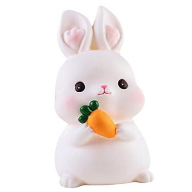 Imagem de Cartoon Criando Kids Piggy Bank Vinil Resina Dinheiro Banco Anti -Fall Decoração para Meninos Meninas (Coelhinho)