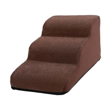 Imagem de Baoblaze Escadas de cachorro para rampa de cães para cães pequenos com tampa lavável removível, para cama alta e macia com 3 degraus de estimação para cães, CafÉ