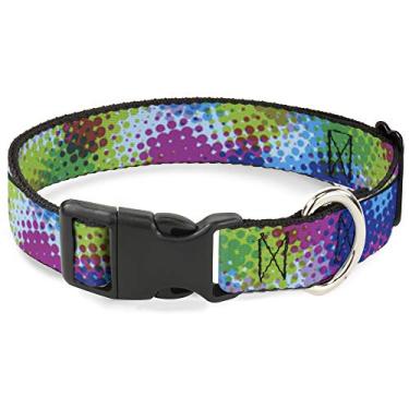 Imagem de Buckle-Down Coleira com clipe de plástico – pontos de meio tom azul claro/azul/verde/vincos – 1,27 cm de largura – serve para pescoço de 20,32 a 30,48 cm – Médio