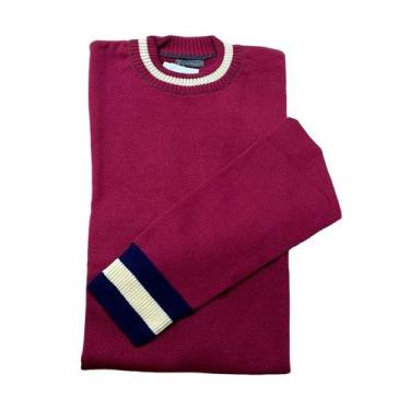 Imagem de Blusa Tricô Masculina com Barra Carlan, GG, Bordô