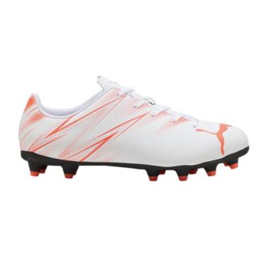 Imagem de PUMA Tênis infantil unissex Attacanto firme, chuteira artificial de futebol, Puma Branco e vermelho brilhante, 11 Toddler