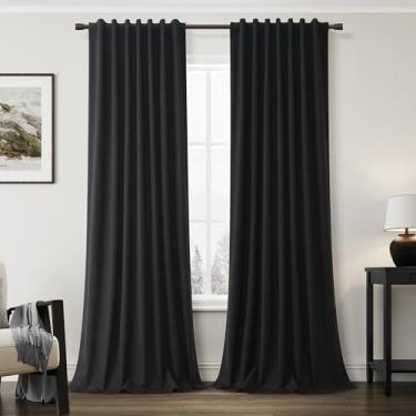 Imagem de Cortinas blecaute 100% blackout 228 cm de comprimento, cortinas de linho natural, 2 painéis para quarto, pátio, porta deslizante, sala de estar, cortinas escurecidas, elegantes e modernas, cortinas
