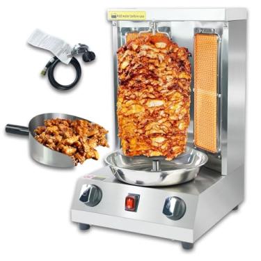 Imagem de Máquina De Grelha Shawarma A Gás Vertical Rotisserie Com 2 Queimadores Doner Kebab Gyro Grill Machine Com Pá