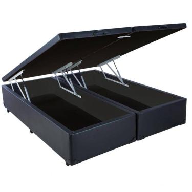 Imagem de Cama Box Baú King Sonnoforte Corino Preto Com Pistão - 193 X 203
