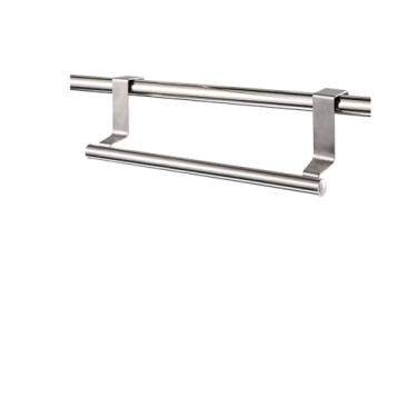 Imagem de Toalheiro sobre a porta, suporte para pendurar toalhas, aço inoxidável, banheiro, cozinha, armário, toalha, pano, M prateado