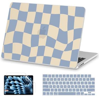 Imagem de AKIT Compatível com MacBook Air 15 polegadas 2025 2024 2023 M4 M3 M2 A3241 A3114 A2941, capa rígida de padrão exclusivo para laptop + capa de teclado + protetor de tela para Mac Air de 15 polegadas