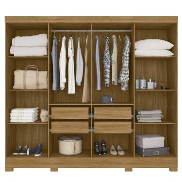 Imagem de Guarda-roupa Casal com Espelhos 8 Portas 4 Gavetas e Pés Diplomata Freijó/Off