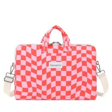 Imagem de Canvaslove Bolsa de ombro resistente à água para laptop MacBook Pro de 16 polegadas e 15,6 polegadas e 16 polegadas, Grade