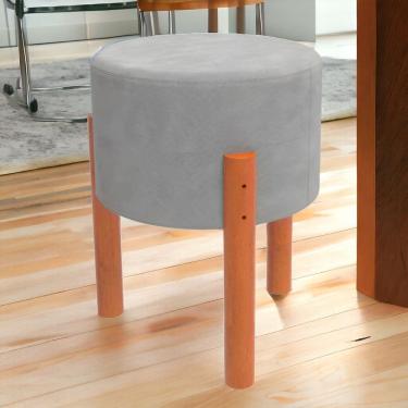 Imagem de Banquinho Redondo Estofado Estrutura Reforçada Banqueta Puff