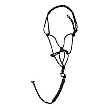 Imagem de Cabresto yeshua regulagem reforçado para cavalos, PRETO-BRANCO, UN