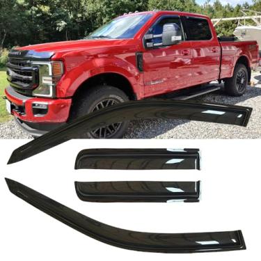 Imagem de Lifeinfinity 4 peças de defletor de vento, protetores de chuva de montagem externa, viseiras de janela lateral compatíveis com Ford F-150 2015-2024, Ford F-150 Raptor/F-250/F-350/F-450/F-550 Super