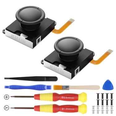 Imagem de BRONAL Substituição De Joystick Para Switch Joycon, [Sem Desvios] Joystick De Efeito Hall Para Controle Esquerdo/Direito Com Kit De Ferramentas De Reparo, Tampas Para Joysticks [Pacote Com 2]