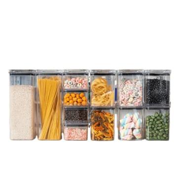 Imagem de Escolha Seu Kit Potes Herméticos Para Mantimentos De Cozinha Alimentos Armário Acrílico Plástico(Kit 12 Potes)