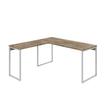 Imagem de Mesa em L Kuadra Diretor 150X150X75cm Carvalho/Est.Branca