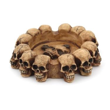 Imagem de Cinzeiro criativo caveira personalidade cinzeiros para fumantes interiores para homens, material de resina para uso doméstico, ornamentos de escritório