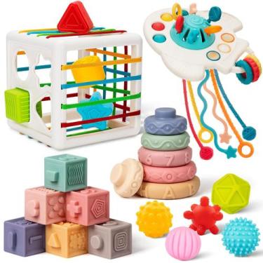 Imagem de Conjunto de brinquedos Jyusmile Montessori 5 em 1 para 6 a 12 meses co