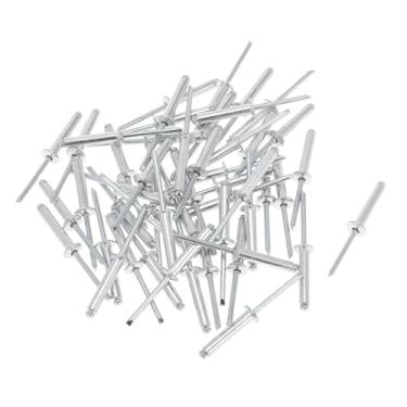 Imagem de TUCKBOLD Cabeça de cúpula grande flange rebites cegos tom prata 50 peças 5 mm diâmetro de aderência 30 mm comprimento do aperto 9,5 mm diâmetro da flange liga de alumínio ferro