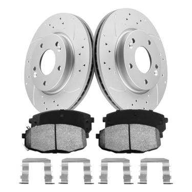 Imagem de funire Kit De Pastilhas E Rotores Freio Dianteiros Ventilados Com Revestimento G Para Elan Tra Gt 2020-2018, Forte 2022-2019, + Cerâmica Fibra Carbono 280 Mm (11 Pol.)