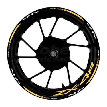 Imagem de Awonderful Kit de listras refletivas para motocicleta, adesivos de aro de roda de vinil compatíveis com Kawasaki ZX-4R 2019-2024 (Cáqui)