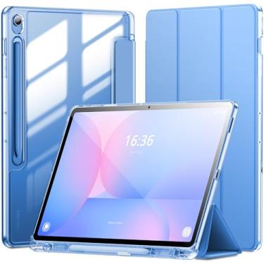Imagem de INFILAND Capa protetora transparente para Galaxy Tab S10 FE Plus (2025) de 13,1 polegadas fina com suporte para caneta S para tablet Samsung Galaxy S10 FE+ (azul)