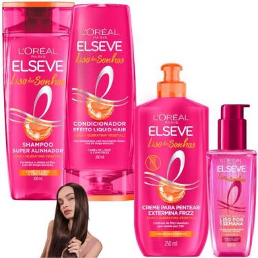 Imagem de Kit Liso Dos Sonhos Creme De Pentear Leave In Elseve Loreal - L'oreal 