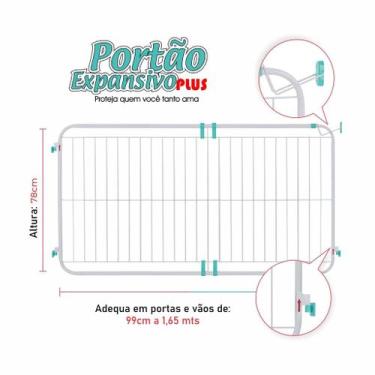 Imagem de Portão Expansivo Grande 99cm a 165 Cm Proteção Pet Cachorro ou Criança