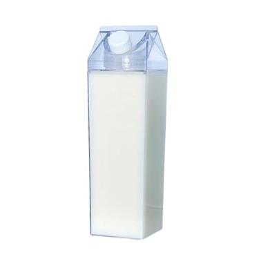 Imagem de Garrafa de Acrílico Plástico 500ML Resistente Geladeira Água Suco Leite Chá Quadrada Caixa Com Tampa Bebida Frasco(500 ML)