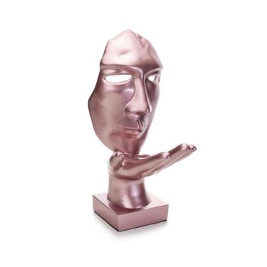 Imagem de Máscara Sopro Decorativa Rosa Fosco Em Cerâmica 35x16x20 Cm - D'rossi