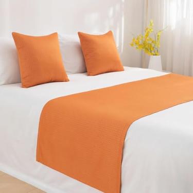 Imagem de Cachecol de corredor de cama de hotel, cor sólida, colchas, proteção, moderno, simples, ponta de cama, faixa decorativa, luxuosa, macia, toalha de cama laranja||solteiro/solteiro 19,7 x 70,8