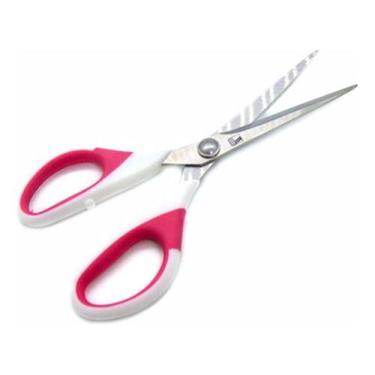 Imagem de Tesoura Multiuso Soft Em Aço Cabo Branco / Vermelho 17cm - Lanmax