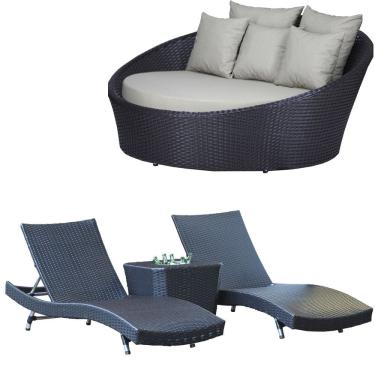 Imagem de 3 Espreguiçadeiras Bona e Mesa com Chaise em Alumínio para Área, Jardim, Piscina