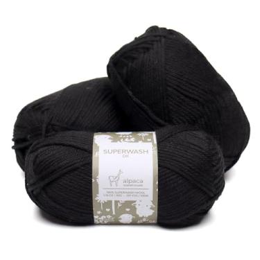 Imagem de Conjunto de 3 novelos de lã 100% pura (150 gramas) peso DK – originário diretamente do Peru – celestial macio e perfeito para tricô e crochê (preto)