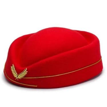 Imagem de Boina De Lã Da Moda Feminina, Chapéu De Aeromoça, Boné Uniforme De Men