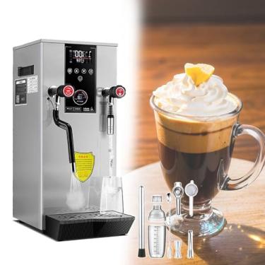 Imagem de KKSOUFX Espumador De Leite Comercial 4 Em 1, Espumador De Leite A Vapor Comercial De 2200 W/2500 W, MáQuina De Espuma De Café AutomáTica EléTrica, Pode Fazer Cerca De 40 X 300 Ml De Chá Com Leite