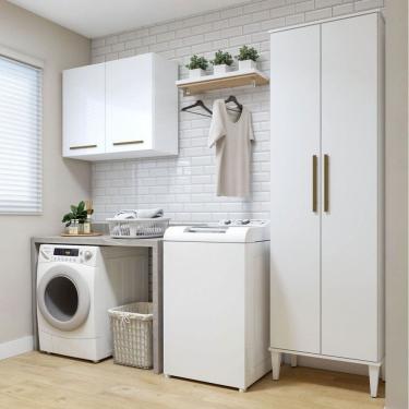 Imagem de Lavanderia Completa São Gonçalo 4 Portas 6 Prateleiras Branco - Kaiki Móveis