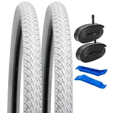 Imagem de YUNSCM 2 peças de pneus de bicicleta de estrada de 66 cm 26 x 1,75/47-559 e 66 cm válvula Schrader AV32 mm compatível com pneus e tubos de bicicleta de 26 x 1,75 cm (Y-808)